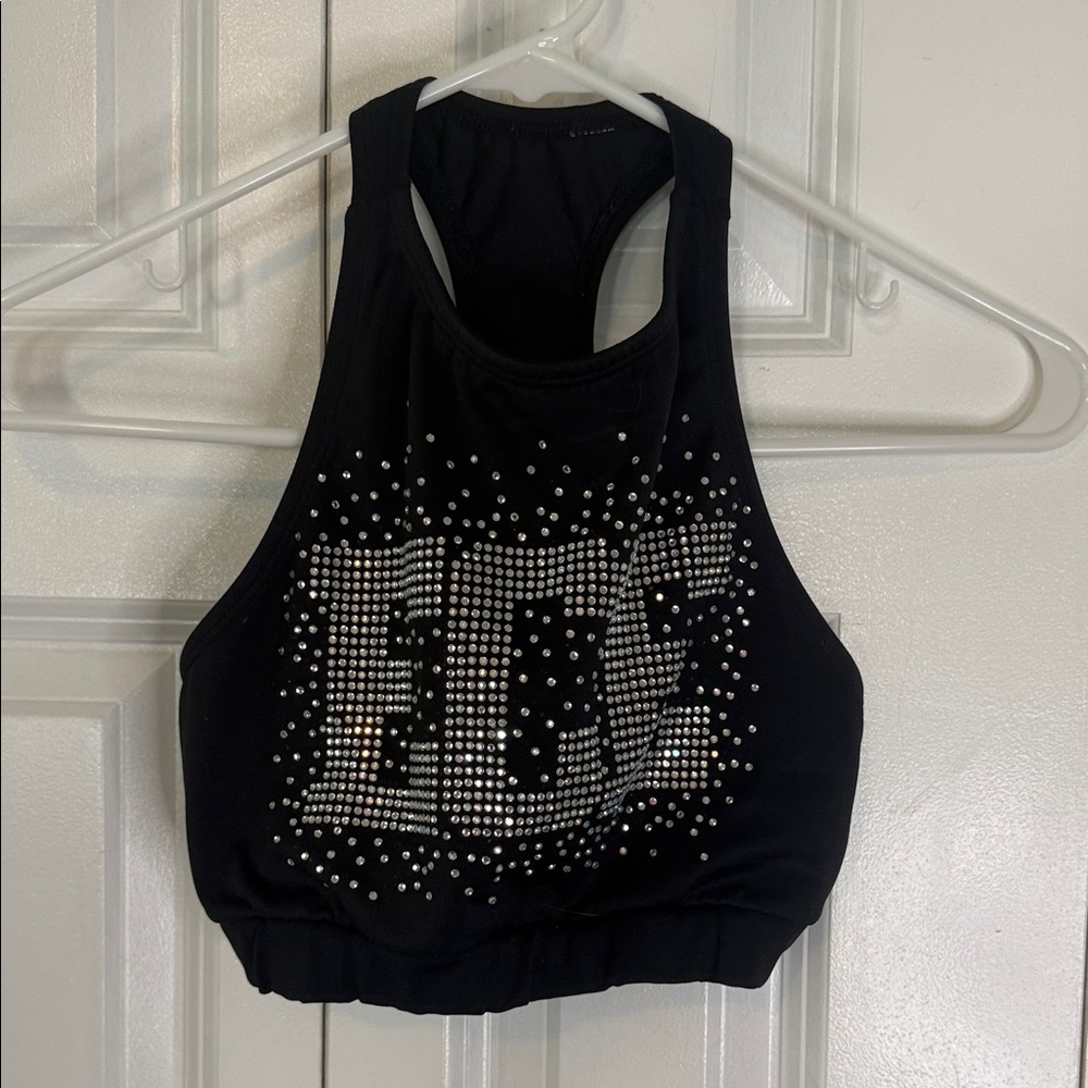 ECE Black Embellished Women's Sports Bra